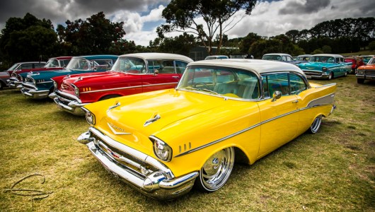 yellow chevys, 57 chevys